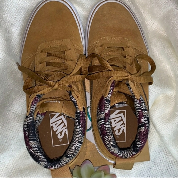 Suede Tan Aztec High Top Vans - Picture 2 of 4